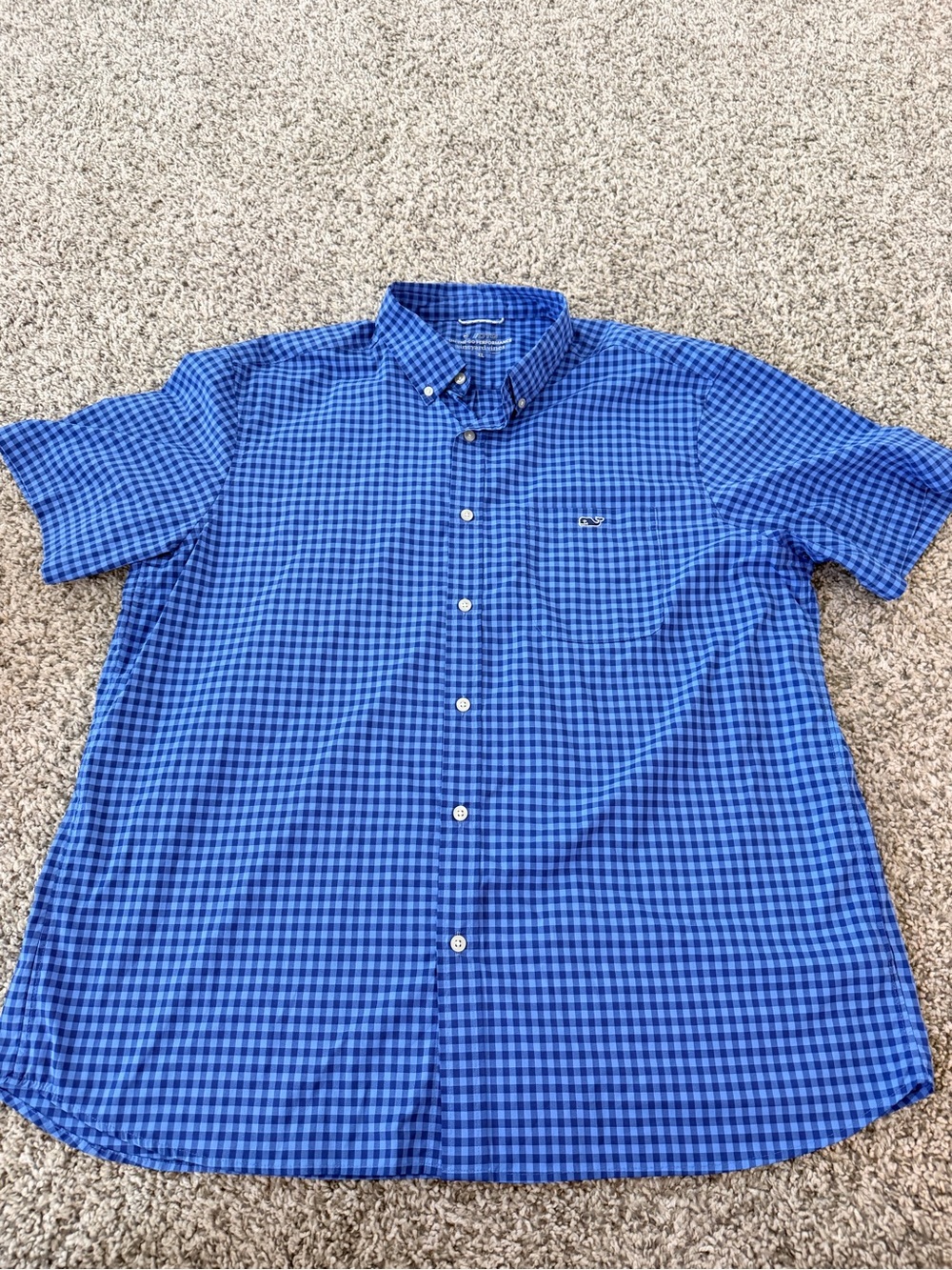 Vineyard Vines Men's Blue Gingham Short-Sleeve Button-Down